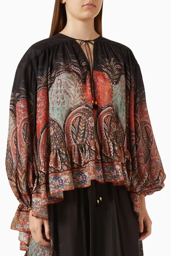 Rhiannon Ruffle Billow Blouse in Silk