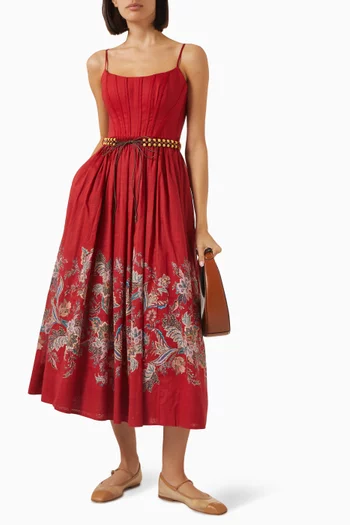 Rhiannon Corset Midi Dress in Cotton
