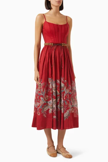 Rhiannon Corset Midi Dress in Cotton