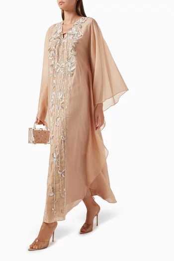 Bead-embellished Kaftan in Cotton