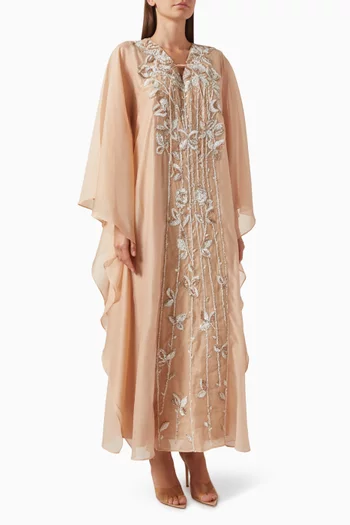 Bead-embellished Kaftan in Cotton