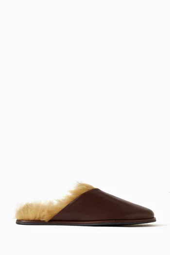Atik Shearling Slippers in Suede Leather