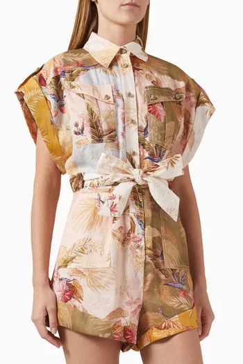 Ascension Cuffed Playsuit in Linen