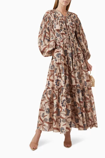 Ascension Tie Billow Maxi Dress in Cotton