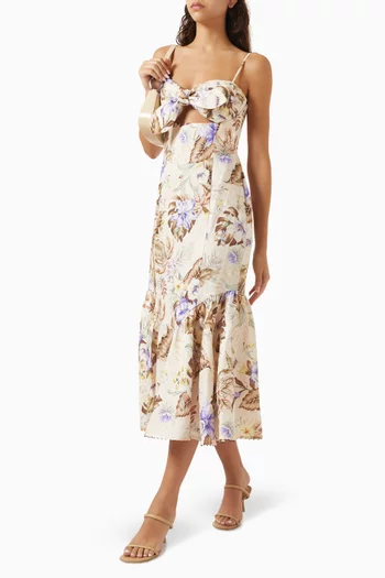 Coco Tie-front Midi Dress in Linen