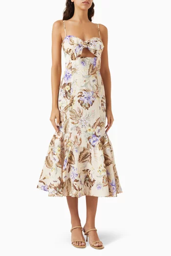 Coco Tie-front Midi Dress in Linen