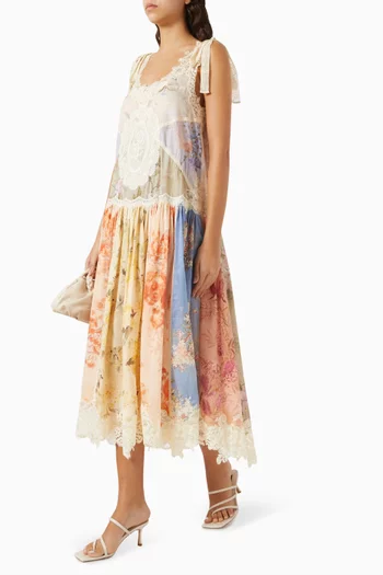 Cascadian Lace Midi Dress in Cotton