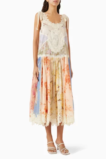 Cascadian Lace Midi Dress in Cotton
