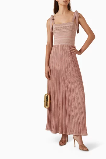 Lucky Metallic Tie Maxi Dress in Knit