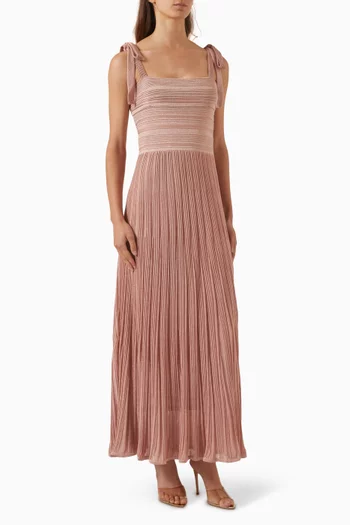 Lucky Metallic Tie Maxi Dress in Knit
