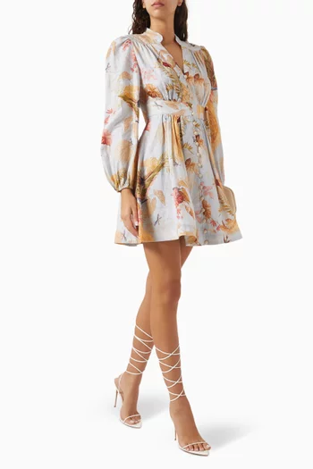 Ascension Plunge Mini Dress in Linen