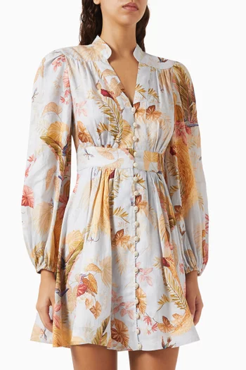 Ascension Plunge Mini Dress in Linen