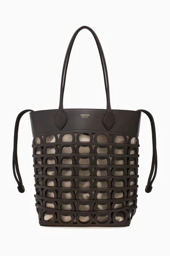 Gancini-cut Tote Bag in Leather
