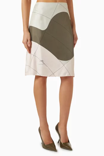 Printed Midi Skirt in Silk
