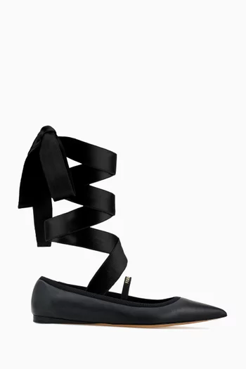 Ribbon Ballet Flats in Leather