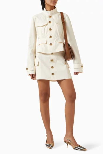 Crop High-neck Jacket in Cotton Twill