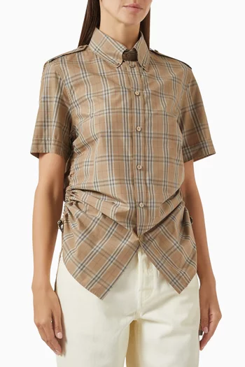 Check Strap-detail Shirt in Cotton