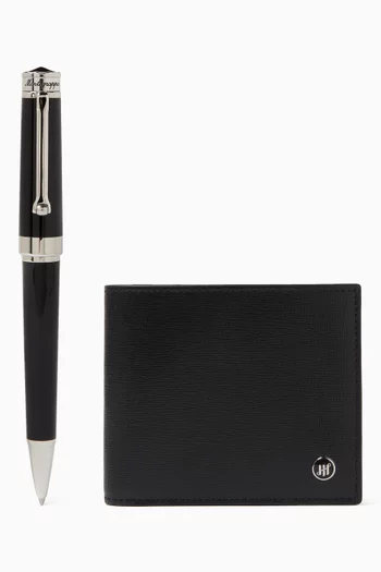 Parola Ballpoint Pen & Business Wallet in Saffiano Leather