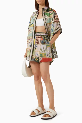 Bianca Printed Shorts in Linen