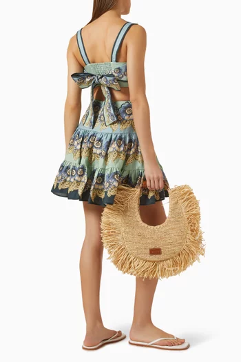 Madalena Cut-out Mini Dress in Linen