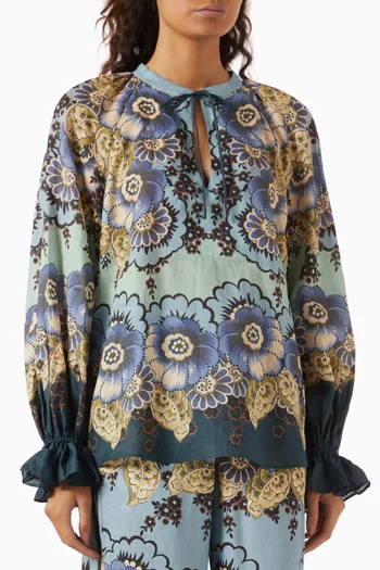 Madalena Printed Top in Cotton-silk