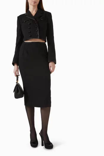 جاكيت قصير بصفي أزرار صوف كريب