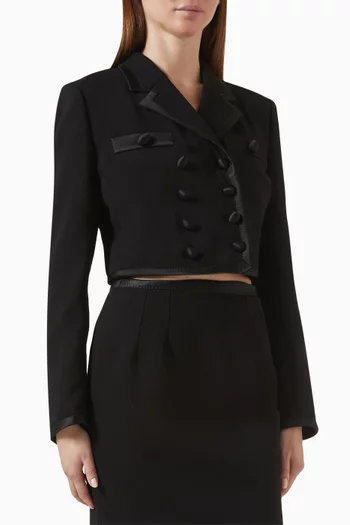 جاكيت قصير بصفي أزرار صوف كريب