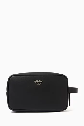 Eagle-plaque Beauty Case in Faux Leather