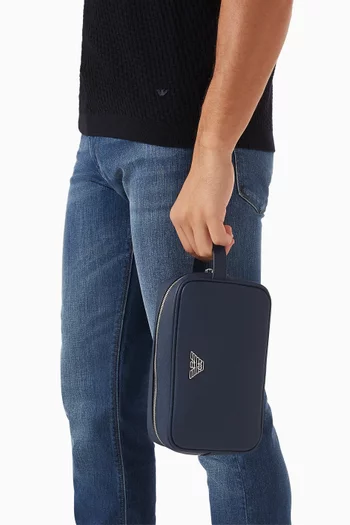 حقيبة مستحضرات العناية الشخصية بحلية شعار النسر جلد صناعي