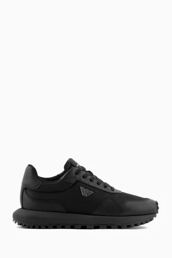Micro Logo Sneakers in Saffiano Leather