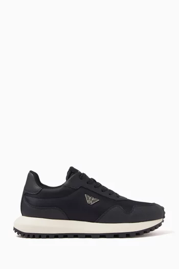 Micro Logo Sneakers in Saffiano Leather