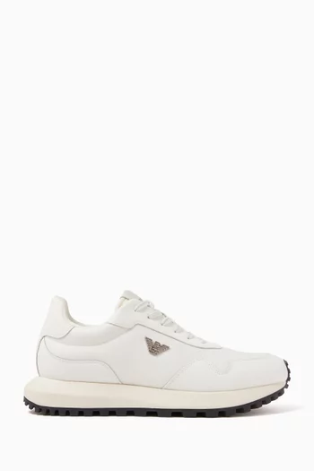 Micro Logo Sneakers in Saffiano Leather