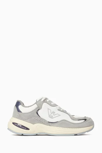Eagle Logo Sneakers in Mesh & Suede