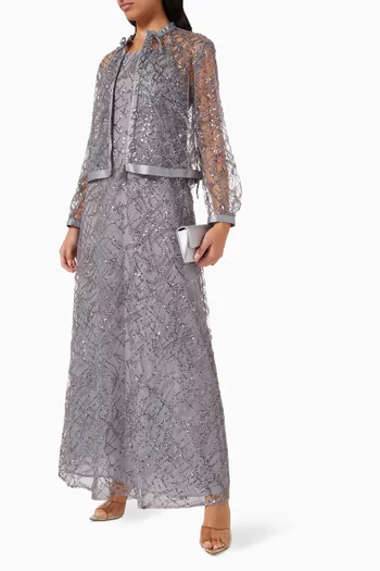 جاكيت بسحّاب مطرز تول