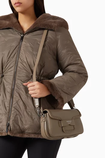 Braided-trim Shoulder Bag in Leather