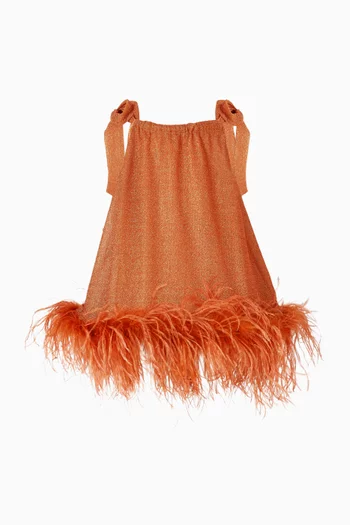 Lumière Plumage Feather-trimmed Mini Dress in Lurex-blend