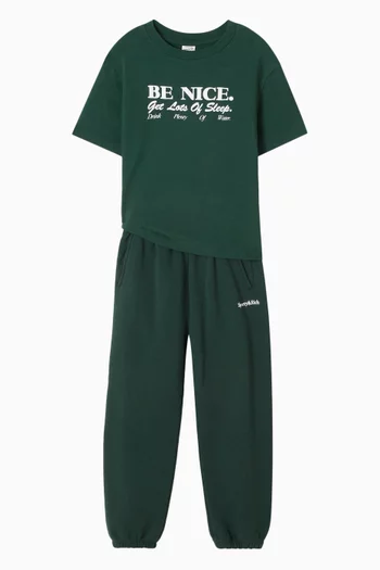 بنطال رياضي بشعار الماركة بخط سيريف صوف قطني