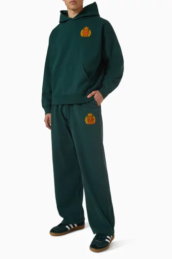 NY Crest Embroidered Wide Sweatpants in Cotton