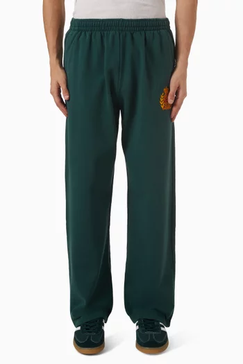 NY Crest Embroidered Wide Sweatpants in Cotton