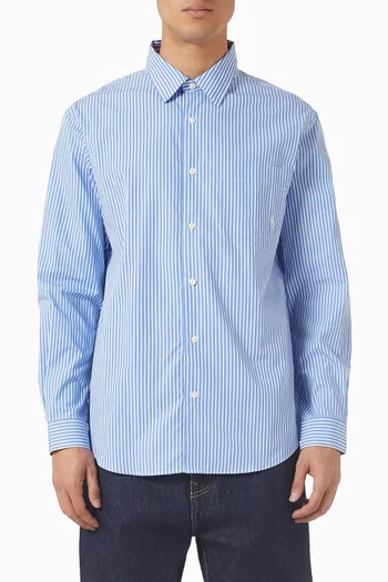 قميص بقصة فضفاضة وشعار SRC قطن بوبلين