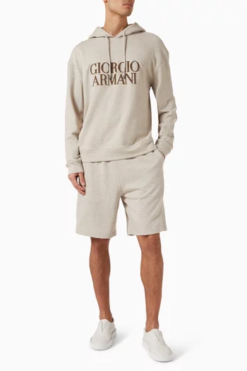 Logo-jacquard Hoodie in Wool Blend