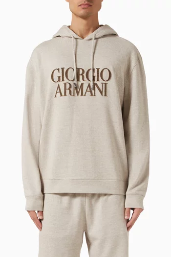 Logo-jacquard Hoodie in Wool Blend