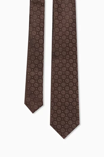 Logo Tie in Silk Jacquard