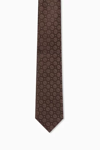 Logo Tie in Silk Jacquard