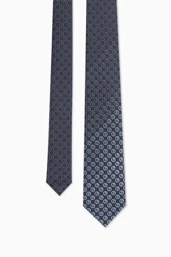 Logo Tie in Silk Jacquard