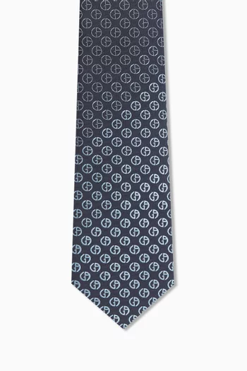 Logo Tie in Silk Jacquard
