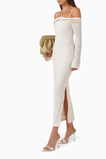 Off-shoulder Knit Dress in Cotton Blend