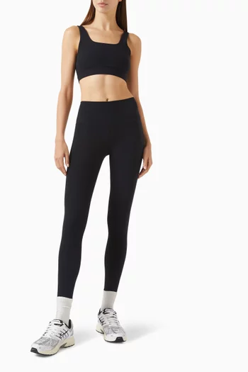 لغينغز خفيف الوزن بخصر مرتفع نسيج مضلع