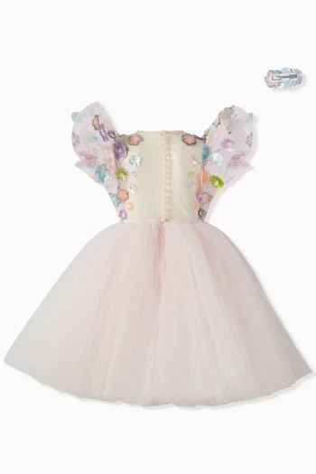 فستان تول مطرز بترتر بشكل زهور