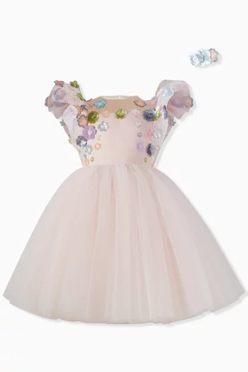 فستان تول مطرز بترتر بشكل زهور